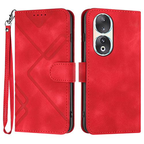 Leather Case Stands Flip Cover Holder YX2 for Huawei Honor 90 5G Red