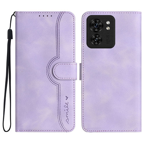 Leather Case Stands Flip Cover Holder YX2 for Motorola Moto Edge (2023) 5G Purple