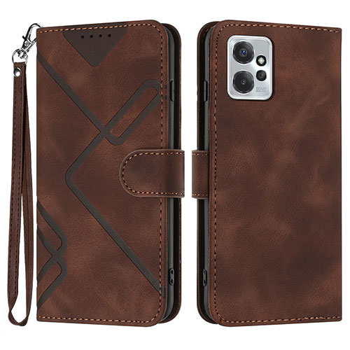 Leather Case Stands Flip Cover Holder YX2 for Motorola Moto G Power 5G (2023) Brown