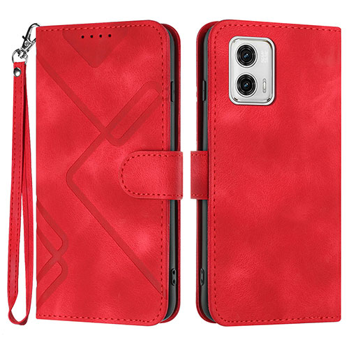 Leather Case Stands Flip Cover Holder YX2 for Motorola Moto G53j 5G Red
