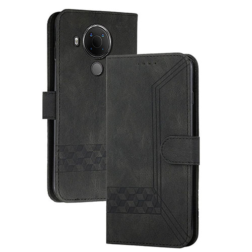 Leather Case Stands Flip Cover Holder YX2 for Nokia 5.4 Black