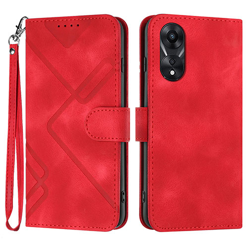 Leather Case Stands Flip Cover Holder YX2 for Oppo A18 Red