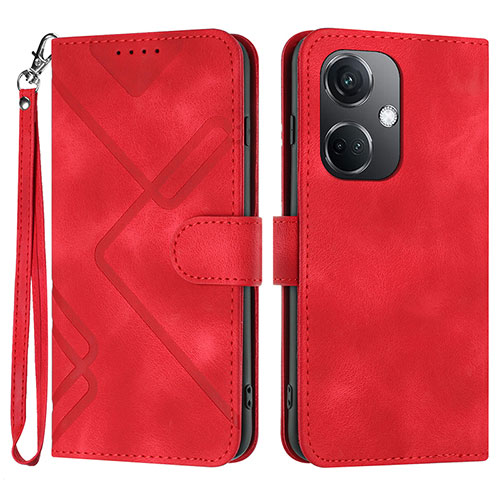 Leather Case Stands Flip Cover Holder YX2 for Oppo K11 5G Red