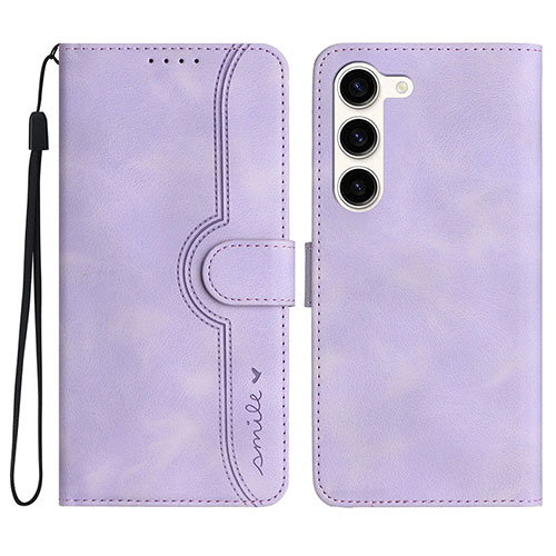 Leather Case Stands Flip Cover Holder YX2 for Samsung Galaxy S23 Plus 5G Purple