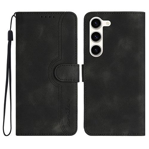 Leather Case Stands Flip Cover Holder YX2 for Samsung Galaxy S24 5G Black