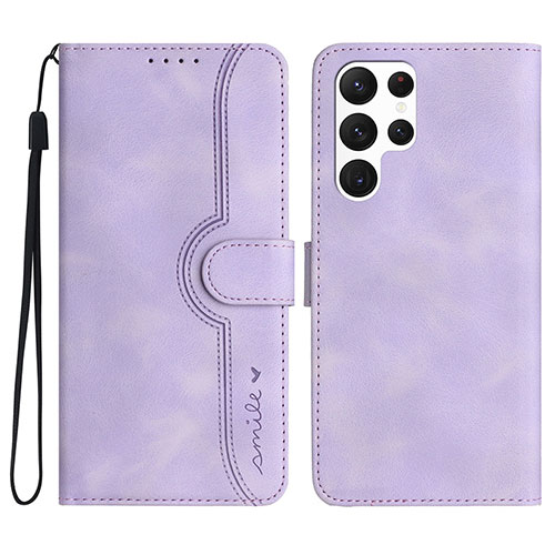 Leather Case Stands Flip Cover Holder YX2 for Samsung Galaxy S24 Ultra 5G Purple