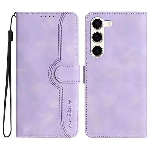 Leather Case Stands Flip Cover Holder YX2 for Samsung Galaxy S25 Plus 5G Purple