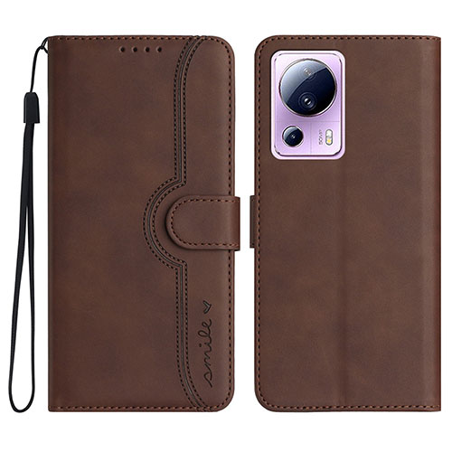 Leather Case Stands Flip Cover Holder YX2 for Xiaomi Mi 12 Lite NE 5G Brown