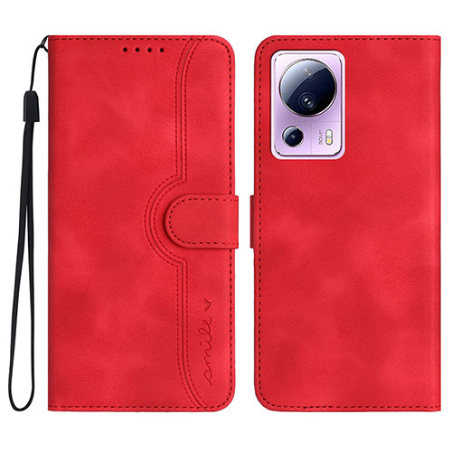 Leather Case Stands Flip Cover Holder YX2 for Xiaomi Mi 13 Lite 5G Red