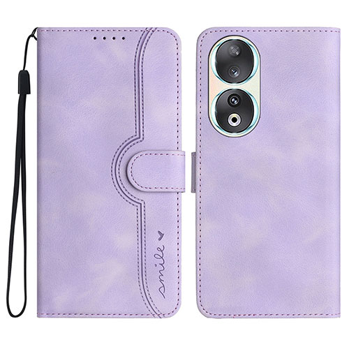 Leather Case Stands Flip Cover Holder YX3 for Huawei Honor 90 5G Purple