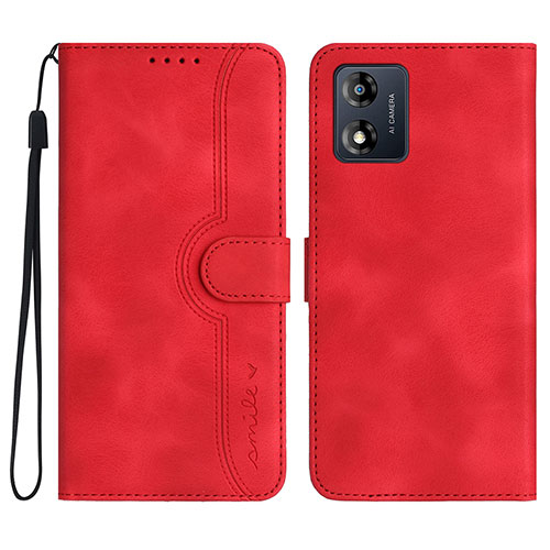 Leather Case Stands Flip Cover Holder YX3 for Motorola Moto E13 Red