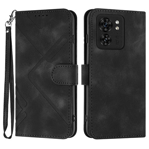Leather Case Stands Flip Cover Holder YX3 for Motorola Moto Edge (2023) 5G Black