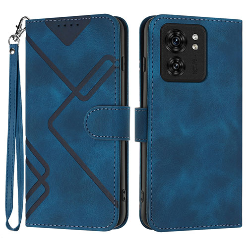 Leather Case Stands Flip Cover Holder YX3 for Motorola Moto Edge (2023) 5G Blue