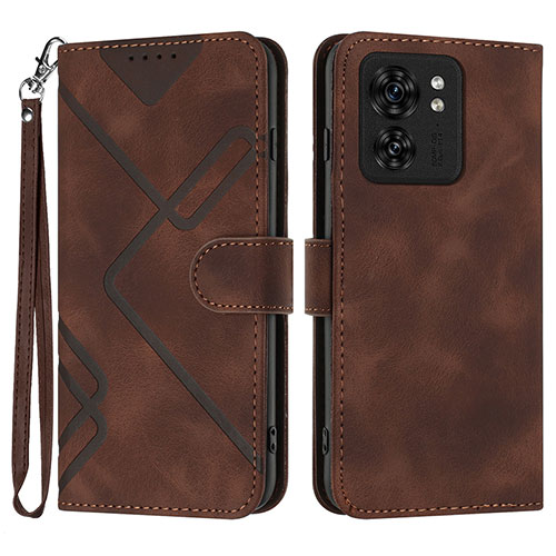 Leather Case Stands Flip Cover Holder YX3 for Motorola Moto Edge 40 5G Brown