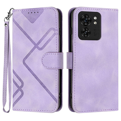 Leather Case Stands Flip Cover Holder YX3 for Motorola Moto Edge 40 5G Purple