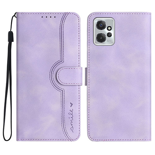 Leather Case Stands Flip Cover Holder YX3 for Motorola Moto G Power 5G (2023) Purple