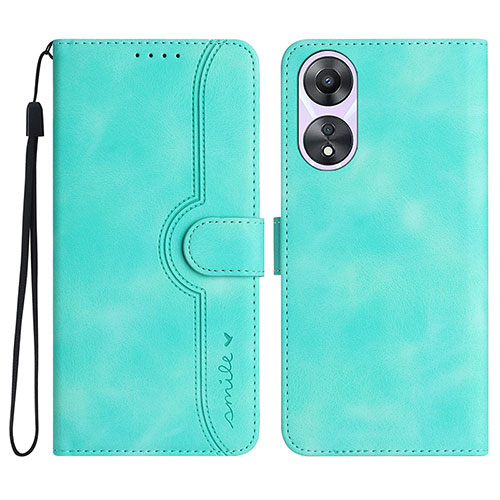 Leather Case Stands Flip Cover Holder YX3 for Oppo A38 Green