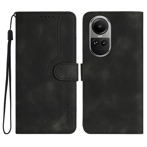 Leather Case Stands Flip Cover Holder YX3 for Oppo Reno10 5G Black