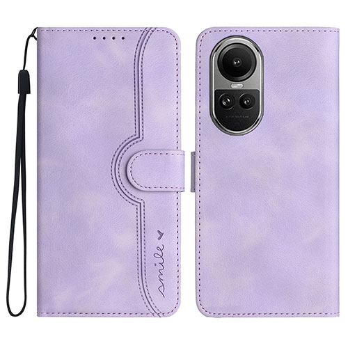 Leather Case Stands Flip Cover Holder YX3 for Oppo Reno10 5G Purple