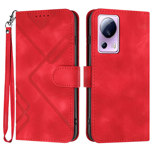 Leather Case Stands Flip Cover Holder YX3 for Xiaomi Mi 13 Lite 5G Red