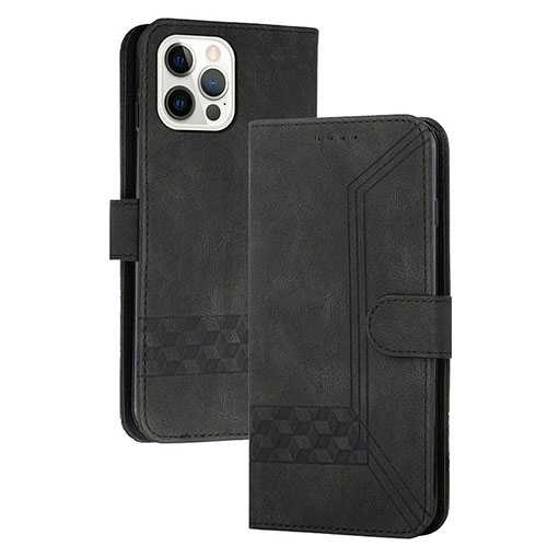 Leather Case Stands Flip Cover Holder YX4 for Apple iPhone 14 Pro Black