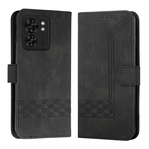 Leather Case Stands Flip Cover Holder YX4 for Motorola Moto Edge (2023) 5G Black