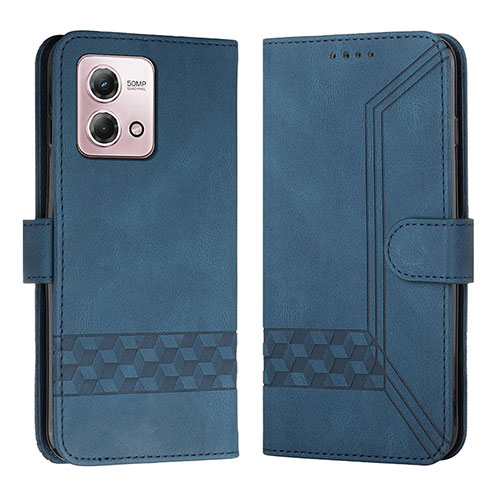 Leather Case Stands Flip Cover Holder YX4 for Motorola Moto G Stylus (2023) 5G Blue