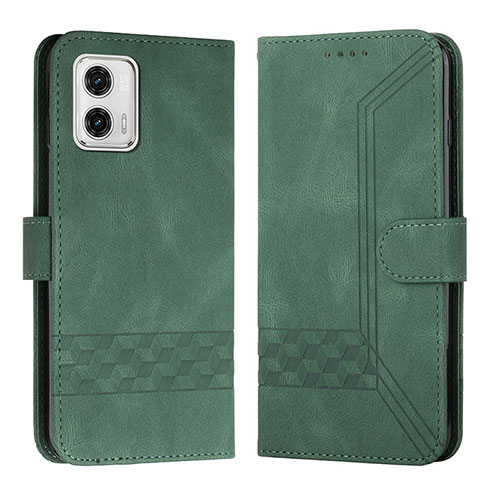 Leather Case Stands Flip Cover Holder YX4 for Motorola Moto G53 5G Green