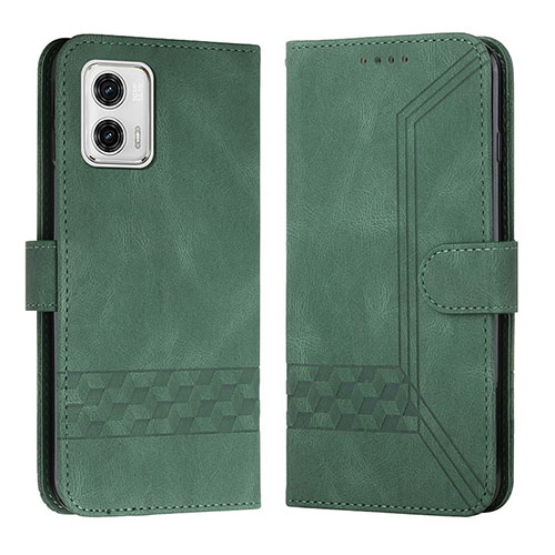 Leather Case Stands Flip Cover Holder YX4 for Motorola Moto G53j 5G Green