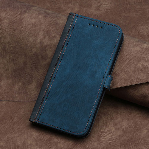 Leather Case Stands Flip Cover Holder YX5 for Apple iPhone 15 Blue