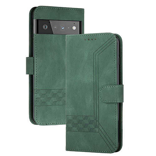 Leather Case Stands Flip Cover Holder YX5 for Google Pixel 6 Pro 5G Green