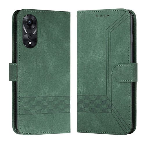 Leather Case Stands Flip Cover Holder YX5 for Oppo A18 Green