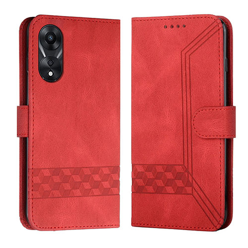 Leather Case Stands Flip Cover Holder YX5 for Oppo A18 Red