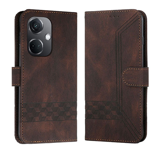 Leather Case Stands Flip Cover Holder YX5 for Oppo K11 5G Brown