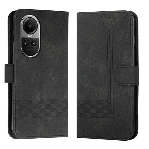 Leather Case Stands Flip Cover Holder YX5 for Oppo Reno10 5G Black