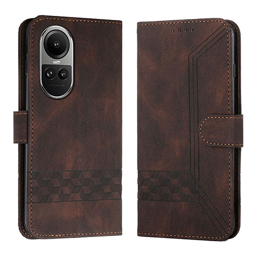 Leather Case Stands Flip Cover Holder YX5 for Oppo Reno10 Pro 5G Brown