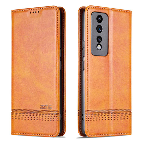 Leather Case Stands Flip Cover Holder YZ1 for Huawei Honor 80 GT 5G Light Brown