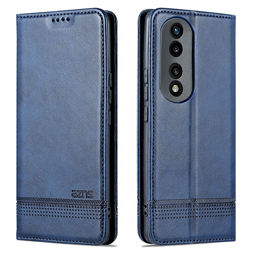 Leather Case Stands Flip Cover Holder YZ1 for Huawei Honor 90 5G Blue