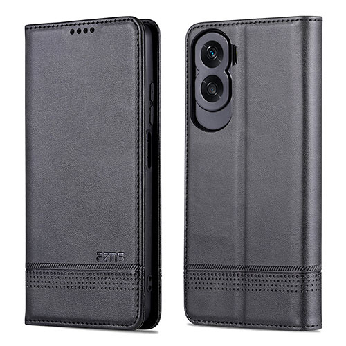 Leather Case Stands Flip Cover Holder YZ1 for Huawei Honor 90 Lite 5G Black