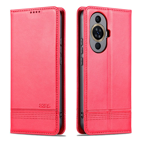 Leather Case Stands Flip Cover Holder YZ1 for Huawei Nova 11 Hot Pink