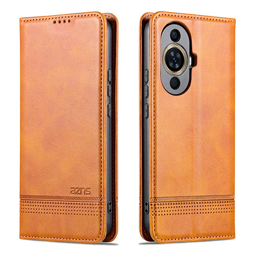 Leather Case Stands Flip Cover Holder YZ1 for Huawei Nova 11 Ultra Light Brown