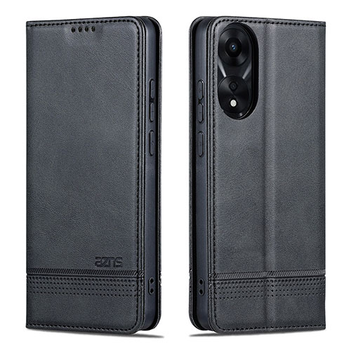 Leather Case Stands Flip Cover Holder YZ1 for Oppo A78 4G Black