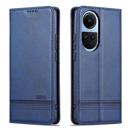 Leather Case Stands Flip Cover Holder YZ1 for Oppo Reno10 5G Blue