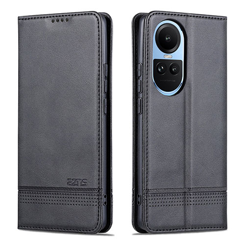 Leather Case Stands Flip Cover Holder YZ1 for Oppo Reno10 Pro 5G Black