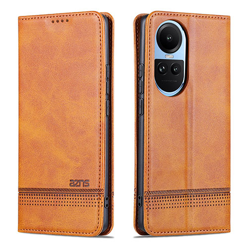 Leather Case Stands Flip Cover Holder YZ1 for Oppo Reno10 Pro 5G Light Brown