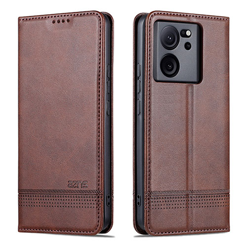 Leather Case Stands Flip Cover Holder YZ1 for Xiaomi Mi 13T 5G Brown