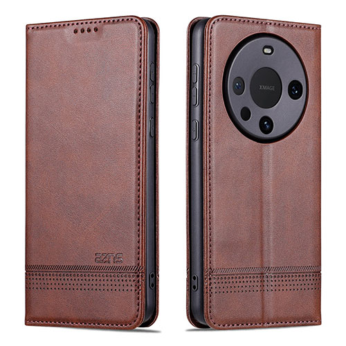 Leather Case Stands Flip Cover Holder YZ2 for Huawei Mate 60 Brown