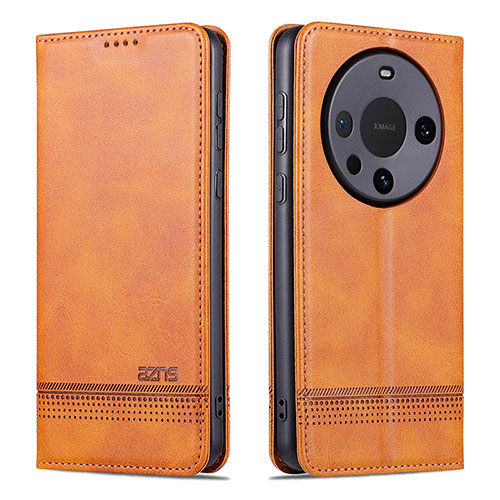 Leather Case Stands Flip Cover Holder YZ2 for Huawei Mate 60 Light Brown