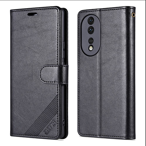 Leather Case Stands Flip Cover Holder YZ3 for Huawei Honor 90 Pro 5G Black