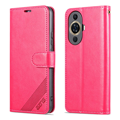 Leather Case Stands Flip Cover Holder YZ3 for Huawei Nova 11 Hot Pink